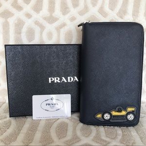 New Prada men’s travel organizer wallet clutch